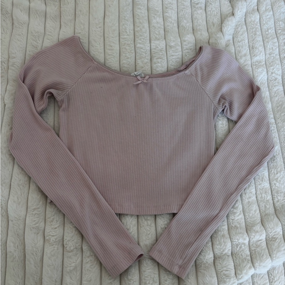 Garage Mauve Ribbed Crop Top
